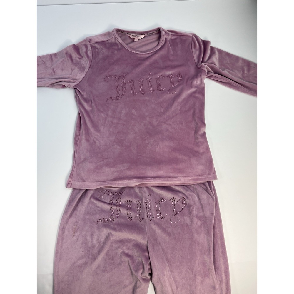 Juicy Couture Tracksuit Size Medium Pink Velour Shirt & Pants Y2K